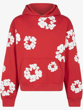 Denim Tears Red All‑Over Cotton Wreath Pullover Hoodie