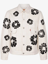 Denim Tears x Levi’s White Denim Trucker Jacket All‑Over Black Cotton Wreath Print