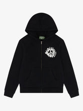 Denim Tears Black Zip‑Up Hoodie Chest Small Cotton Wreath Logo