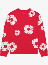 Denim Tears Red All‑Over Cotton Wreath Long Sleeve Crewneck Shirt