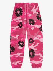 Denim Tears Pink Camo Black Wreath Cuffed Sweatpants