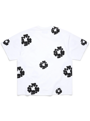 Denim Tears White All‑Over Black Wreath Print Short Sleeve Tee