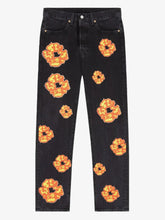 Denim Tears Black Denim Orange‑Yellow Wreath Straight Jeans