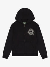Denim Tears Black Peace Logo Zip‑Up Unisex Hoodie
