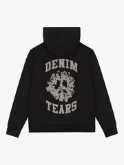 Denim Tears Black Peace Logo Zip‑Up Unisex Hoodie