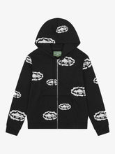 Denim Tears Black Oval Pattern Full‑Zip Hooded Jacket