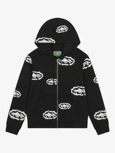 Denim Tears Black Oval Motif All‑Over Print Full Zip Hoodie