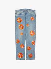 Denim Tears Light Wash Red‑Yellow Wreath Straight Jeans