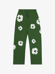Denim Tears Green White Wreath Wide Leg Sweatpants
