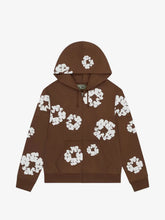 Denim Tears Chocolate Brown All‑Over Cotton Wreath Full Zip Hoodie