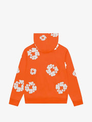 Denim Tears Bright Orange All‑Over Cotton Wreath Full Zip Hoodie