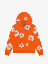 Denim Tears Bright Orange All‑Over Cotton Wreath Full Zip Hoodie