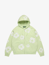 Denim Tears Light Lime Green All‑Over Cotton Wreath Full‑Zip Hoodie