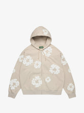 Denim Tears Beige Wreath Zip‑Up Unisex Hoodie