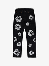 Denim Tears Black Denim Textured White Wreath Straight Jeans