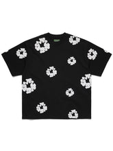 Denim Tears Black All‑Over White Wreath Print Boxy Tee