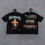 GLAZA GOD Men's Vintage Graphic Oversized T-Shirt – Cross Print Streetwear Double-Sided Casual Tee