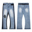 Gallery Dept. Paint Splatter & Logo Distressed Black Denim Jeans