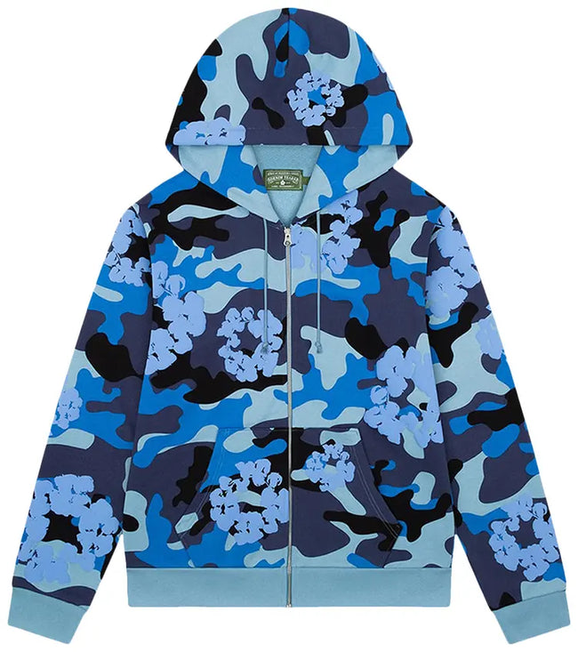 Denim Tears "Camo" Blue Zip-Up Hoodie Hover Image