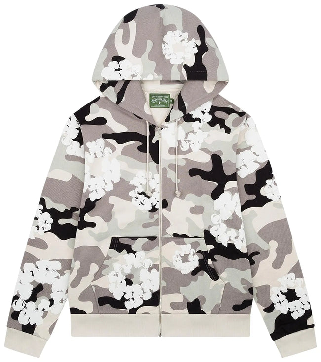 Denim Tears "Camo" Grey Zip-Up Hoodie Hover Image