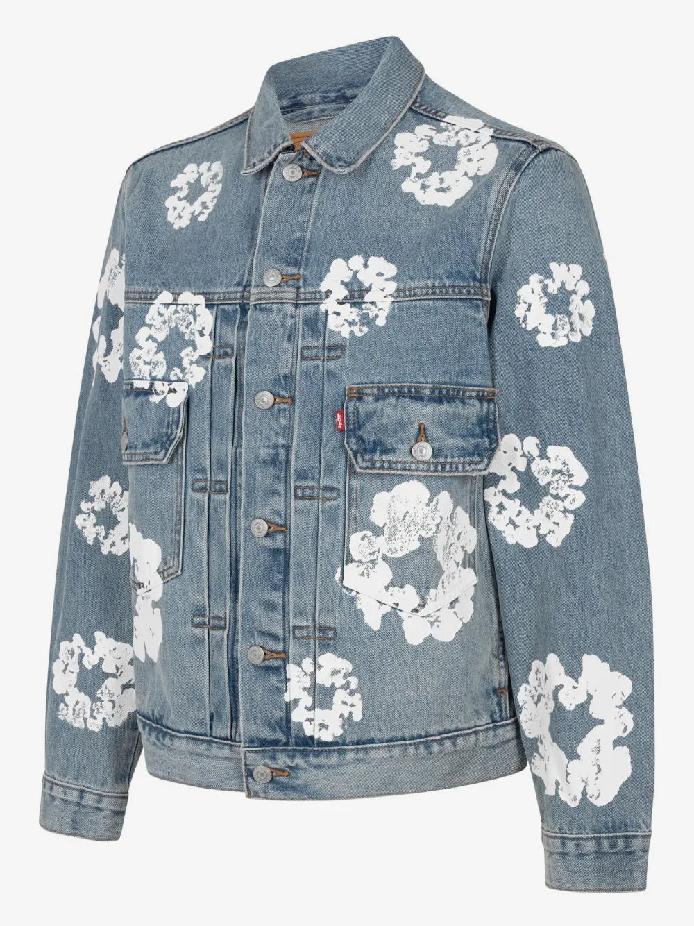 Denim Tears x Levi’s All‑Over Cotton Wreath Light Wash Denim Trucker Jacket