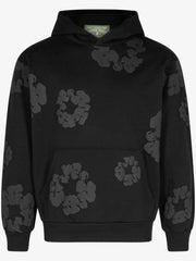 Denim Tears Cotton Wreath All‑Black Print Hoodie Unisex Oversized Streetwear Pullover