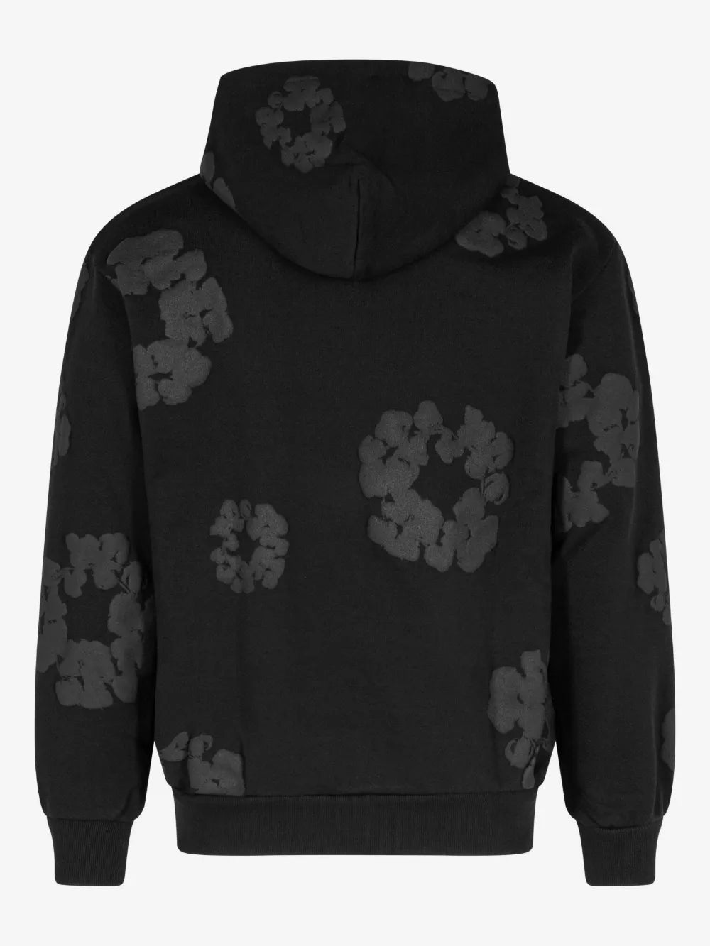 Denim Tears Cotton Wreath All‑Black Print Hoodie Unisex Oversized Streetwear Pullover