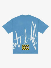 Vintage Blue Bubble Letter Signature Graphic Boxy Tee