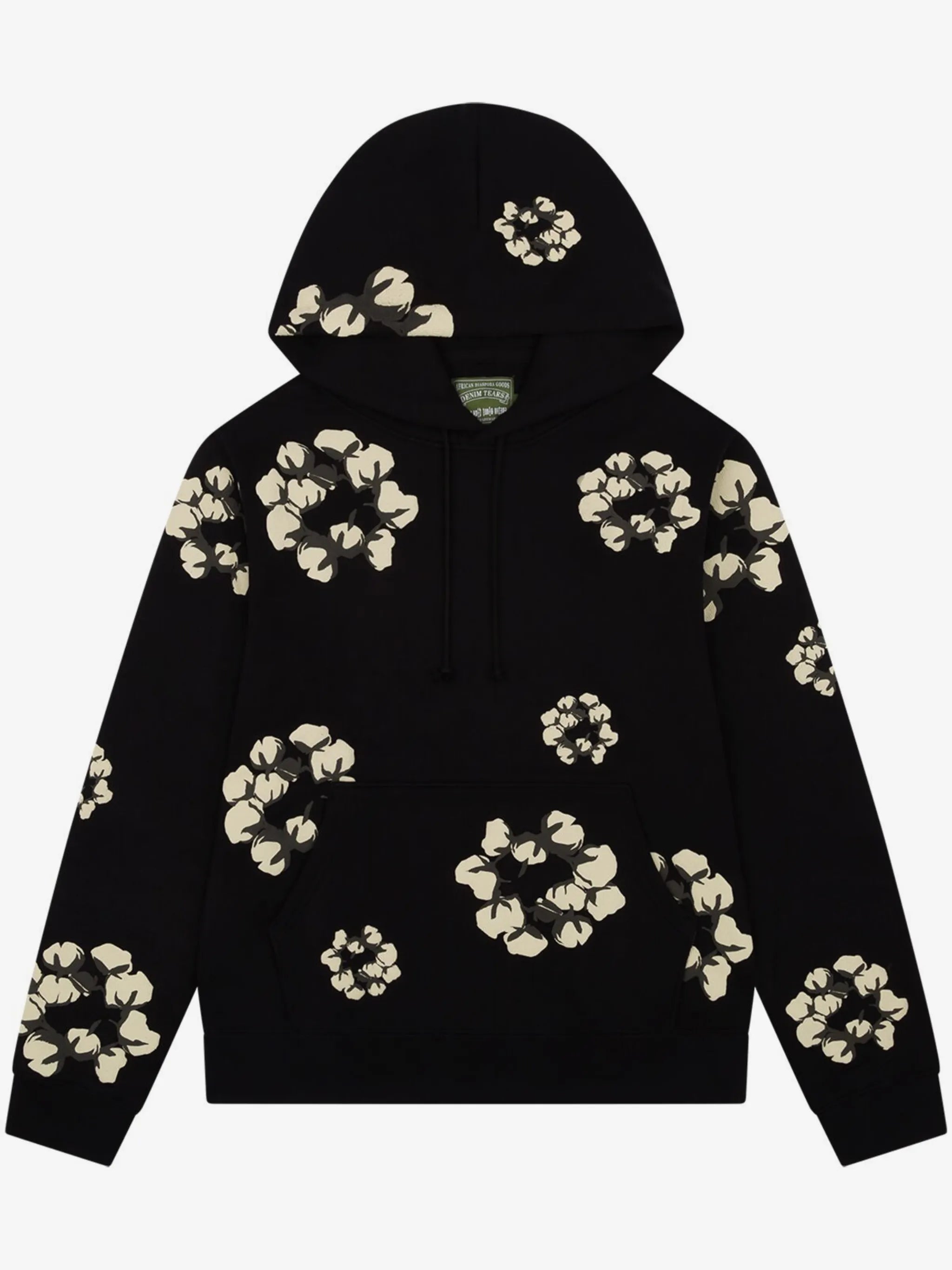 Denim Tears Black Multi‑Tone Cotton Wreath Pullover Hoodie