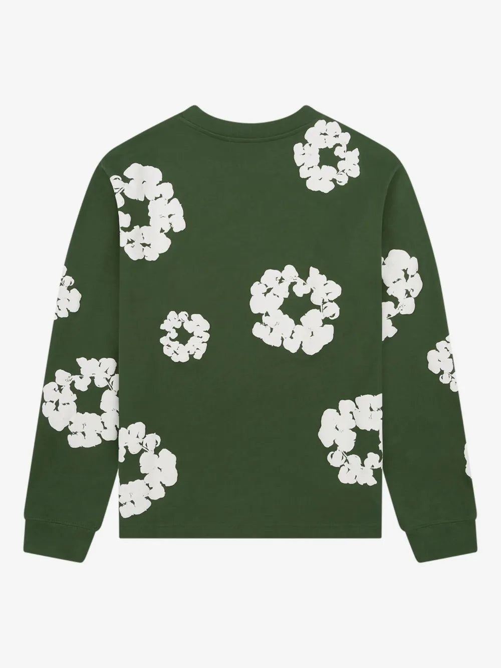 Denim Tears Forest Green All‑Over Cotton Wreath Long Sleeve Crewneck Tee