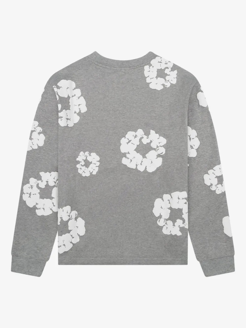 Denim Tears Cotton Wreath Print Long Sleeve Tee Grey Unisex Oversized Streetwear Top