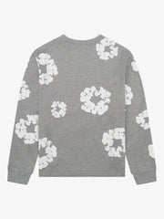 Denim Tears Cotton Wreath Print Long Sleeve Tee Grey Unisex Oversized Streetwear Top