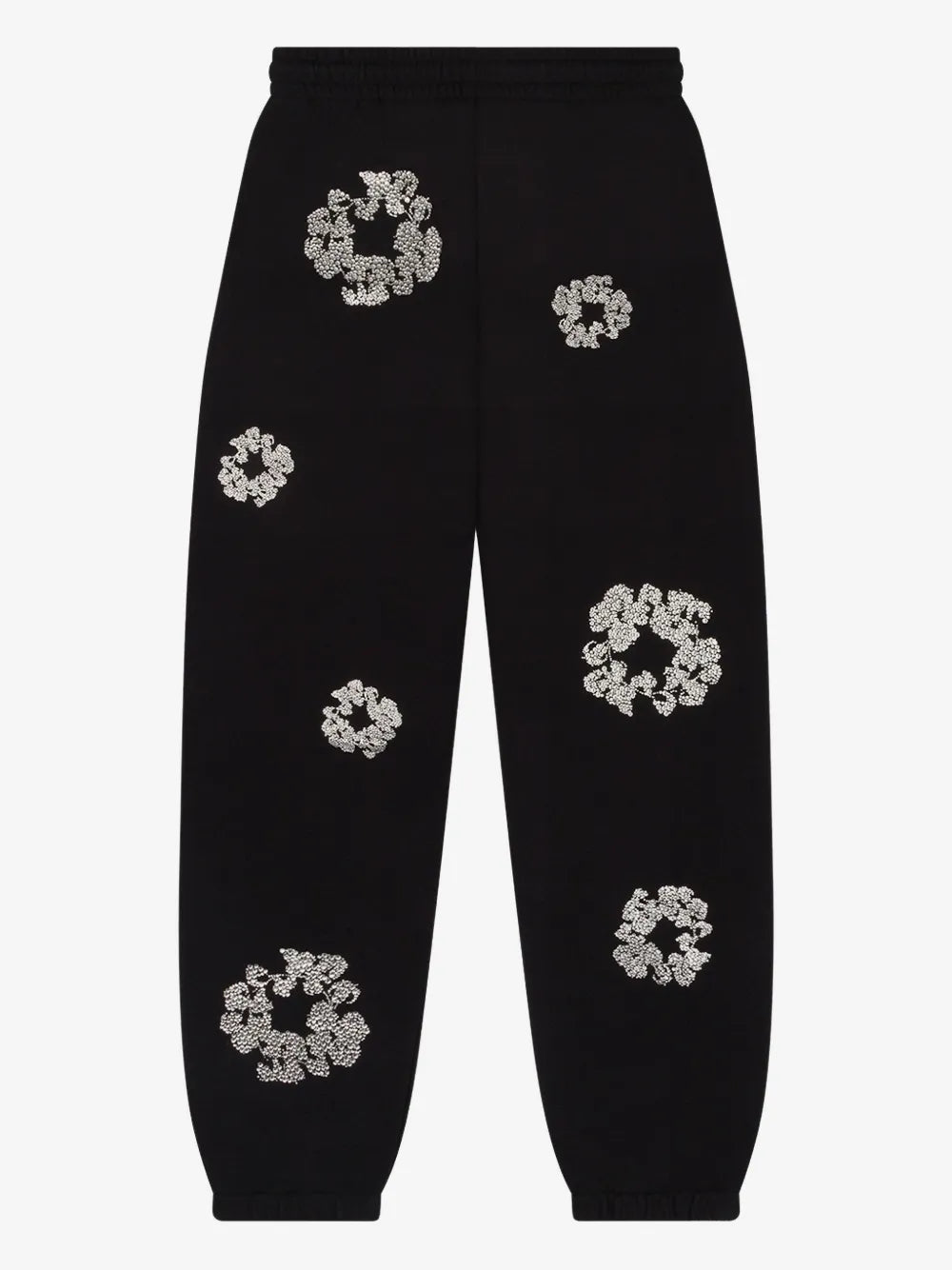 Denim Tears Black Rhinestone Floral Cuffed Sweatpants