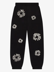 Denim Tears Black Rhinestone Floral Cuffed Sweatpants