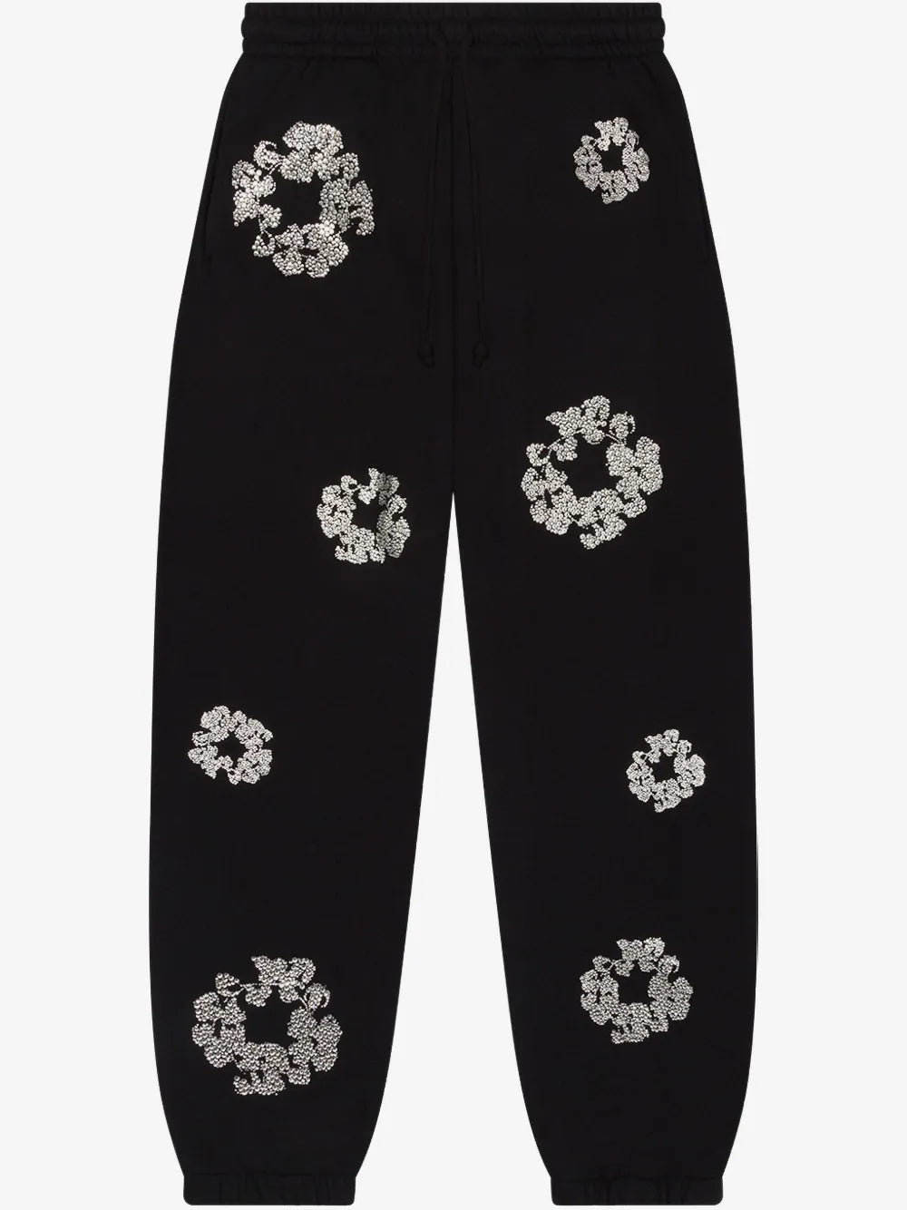 Denim Tears Black Rhinestone Floral Cuffed Sweatpants