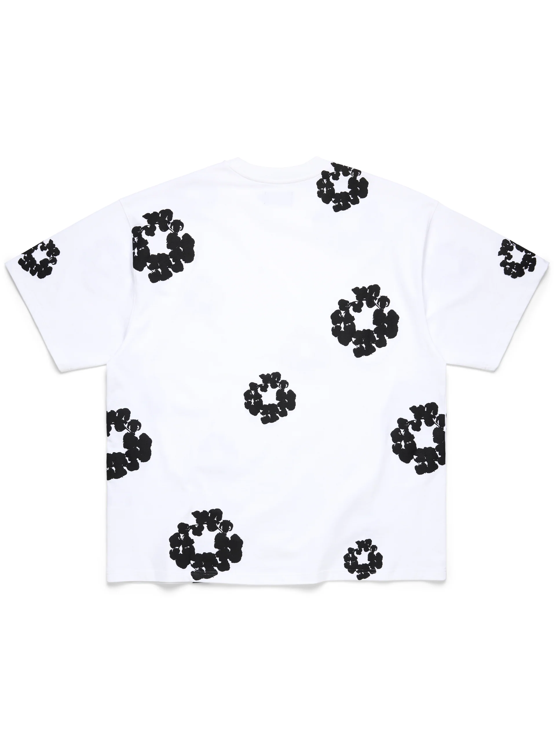 Denim Tears White All‑Over Black Wreath Print Short Sleeve Tee