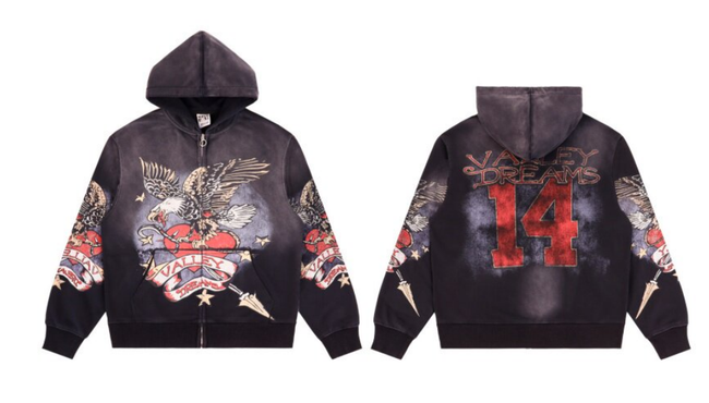 Vale Forever Vintage Eagle & Heart "14" Zip-Up Hoodie & Sweatpants Set - Black Main Image