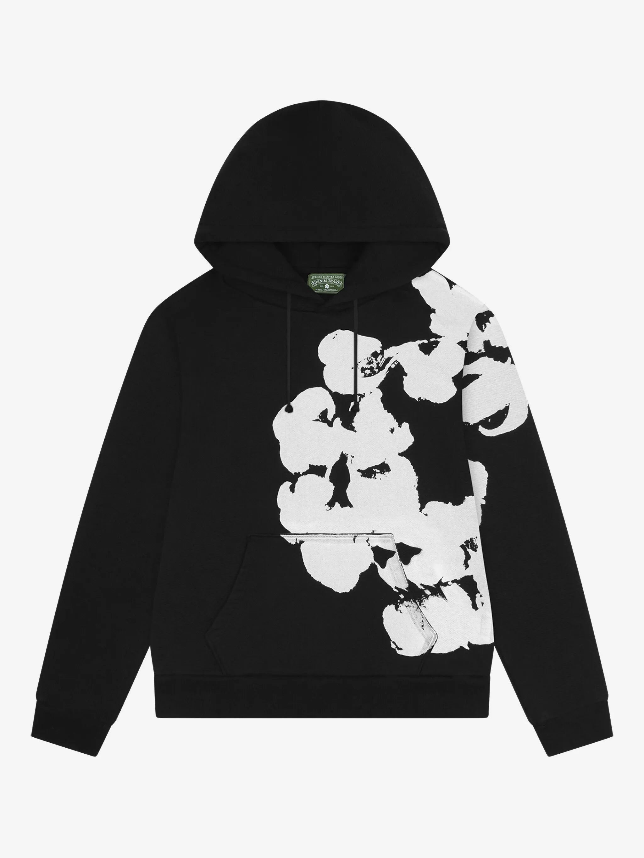 Denim Tears Black Large‑Format Cotton Wreath Pullover Hoodie