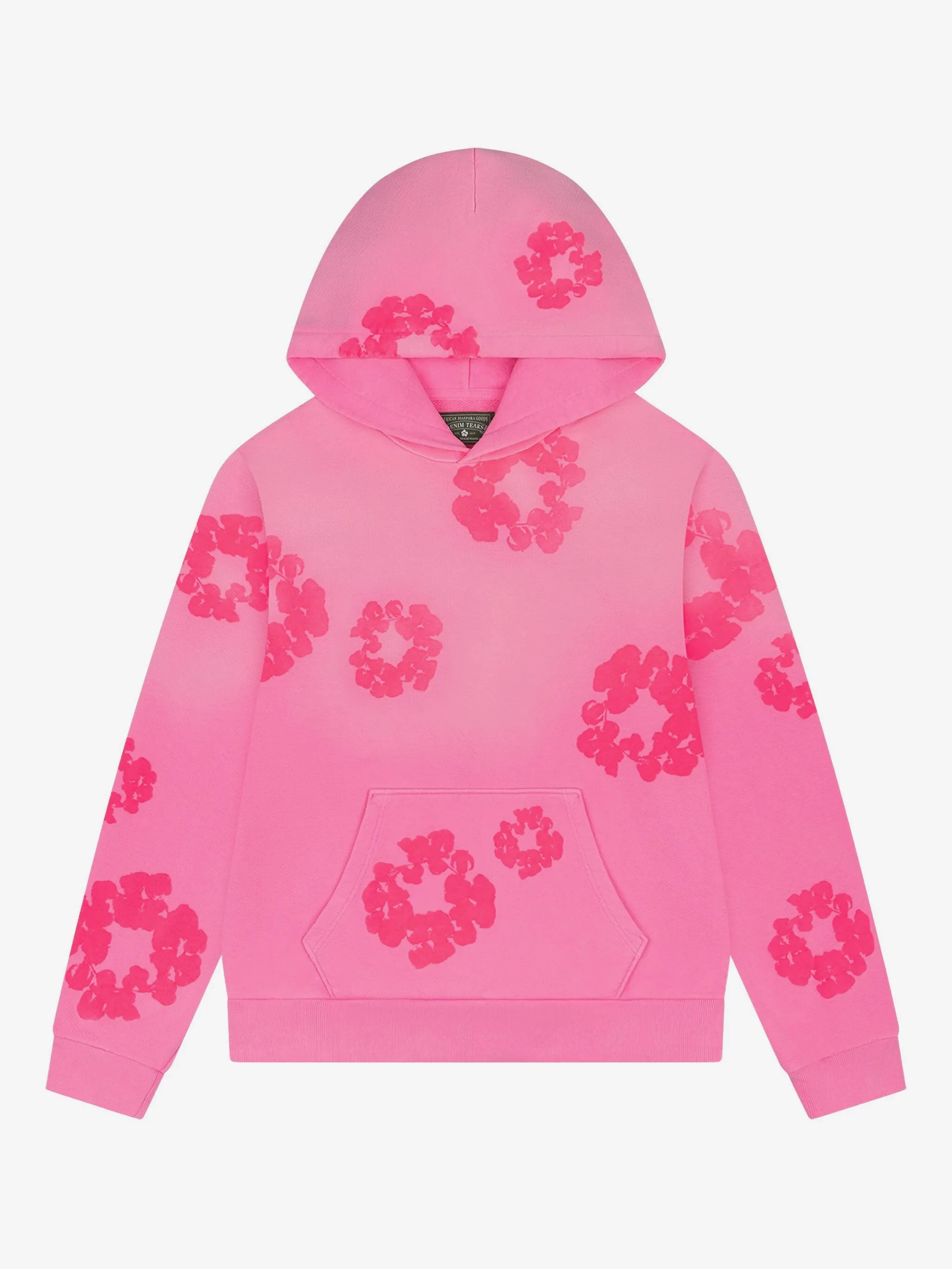 Denim Tears Hot Pink Tonal Cotton Wreath All‑Over Print Pullover Hoodie