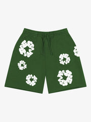 Denim Tears Green All‑Over Floral Sweat Shorts