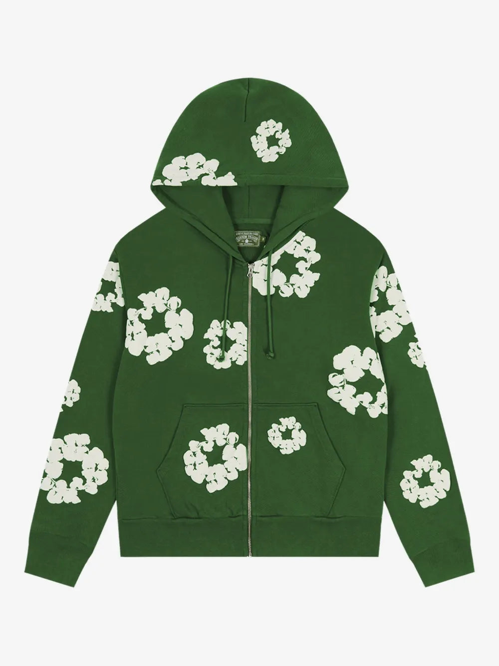 Denim Tears Green Wreath Zip‑Up Unisex Hoodie