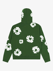 Denim Tears Green Wreath Zip‑Up Unisex Hoodie