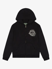 Denim Tears Black Peace Logo Zip‑Up Unisex Hoodie