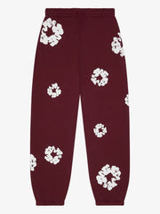 Denim Tears Burgundy Cotton Wreath Jogger Sweatpants
