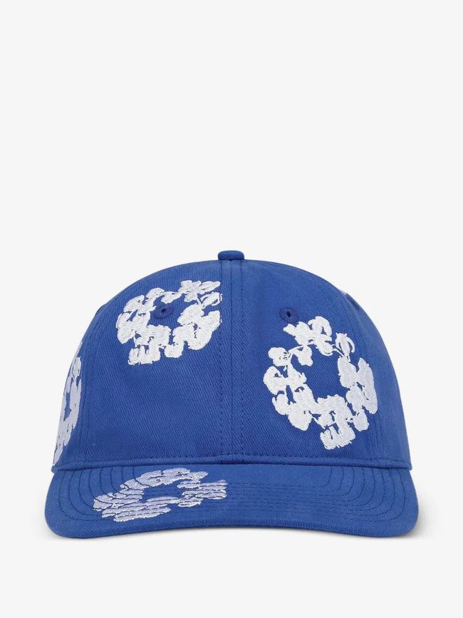 Blue White Floral Wreath Embroidery Unstructured Baseball Cap Hover Image