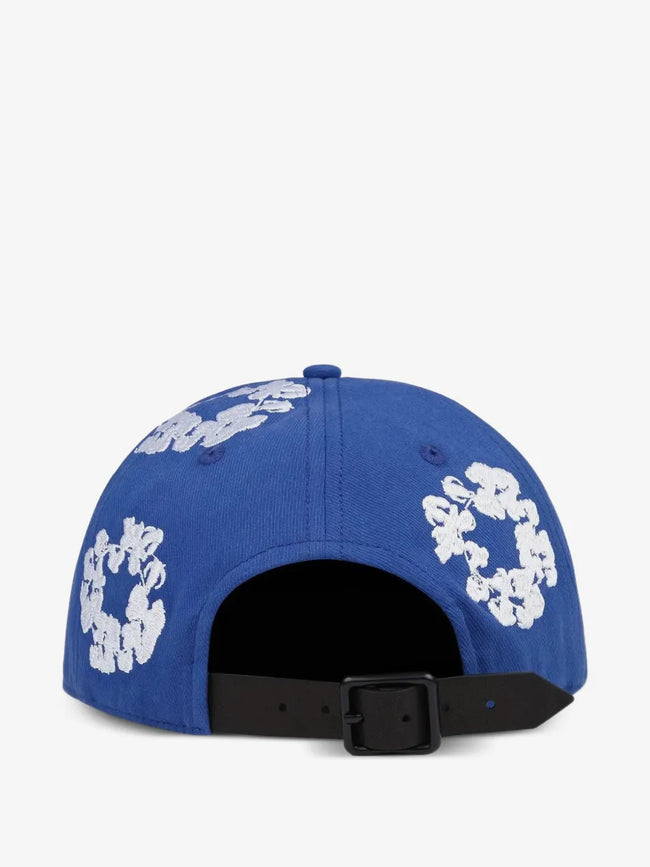 Blue White Floral Wreath Embroidery Unstructured Baseball Cap Main Image