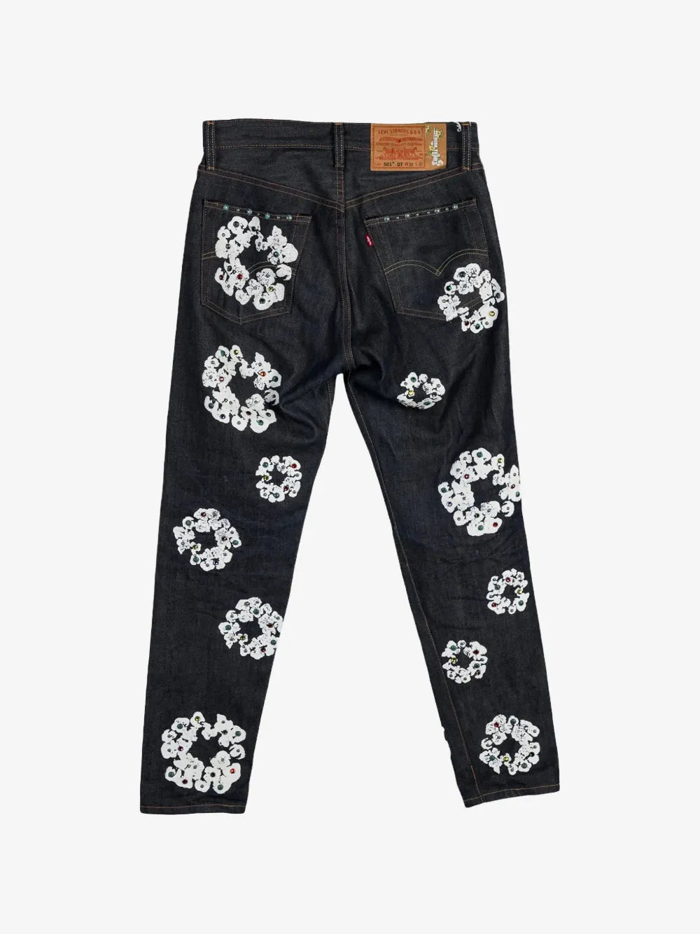 Denim Tears Rhinestone Floral Raw Denim Jeans