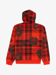 Denim Tears Red‑Black Plaid All‑Over Black Cotton Wreath Full Zip Hoodie