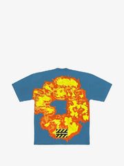 Washed Blue Abstract Art Signature Graphic Boxy Tee
