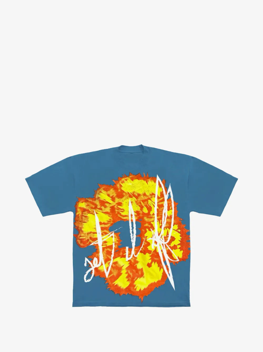 Washed Blue Abstract Art Signature Graphic Boxy Tee